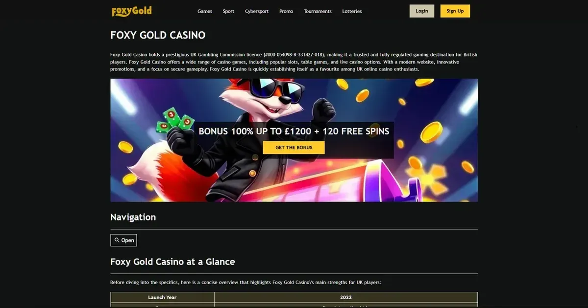 Foxy Gold Casino Review for Players in the United Kingdom